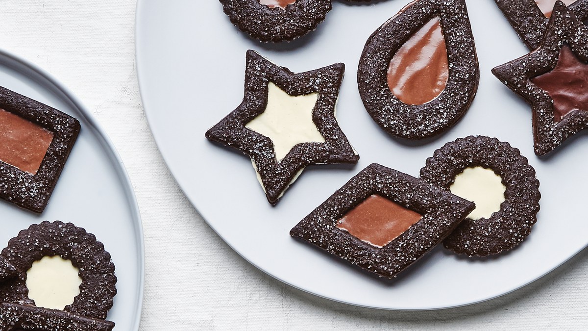 <pre>Biscuits Linzer Chocolat-Tahini
