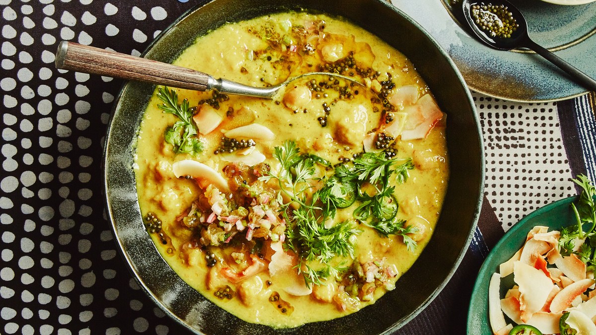 Soupe aux pois chiches à la noix de coco et au gingembre | Recette Cuisine