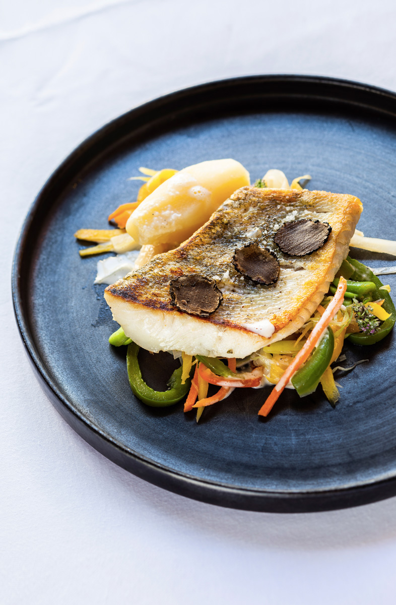 Filet de sandre, julienne de légumes, sauce à la truffe | Recette Cuisine