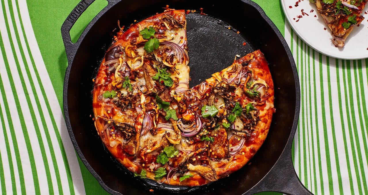 Pizza aux champignons barbecue
