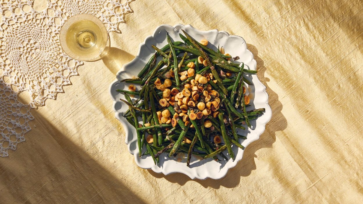 Haricots verts grillés avec vinaigrette au beurre noisette Recette Cuisine