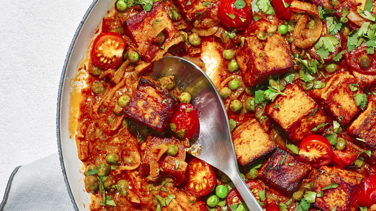 Curry de tofu et petits pois
