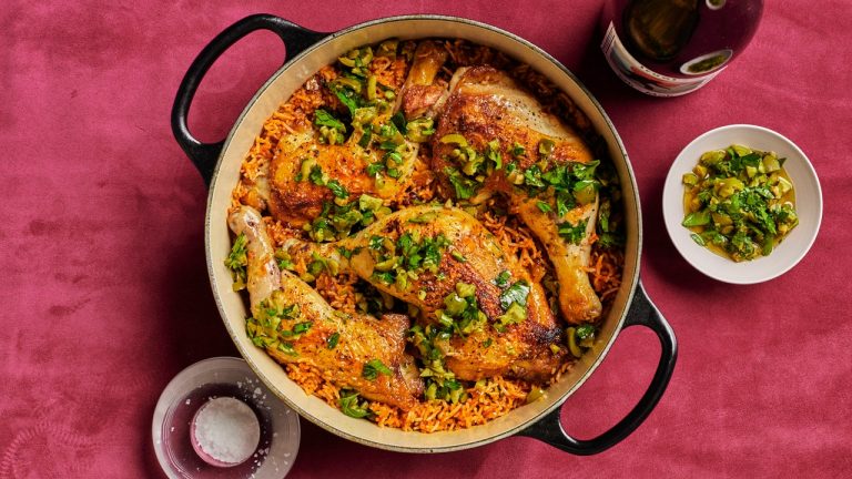 One-Pot Chicken and Rice With Olive Gremolata