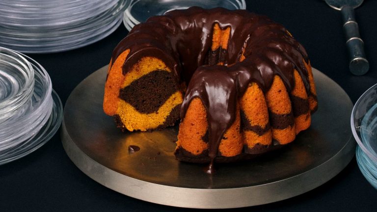 Gâteau marbré au chocolat et à la citrouille