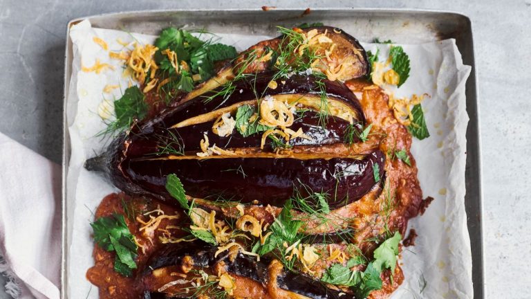 Aubergines rôties à la sauce satay