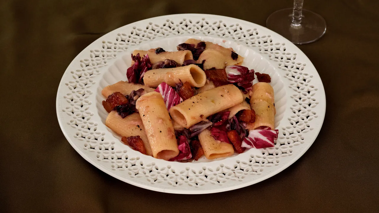 Rigatoni à la confiture de radicchio