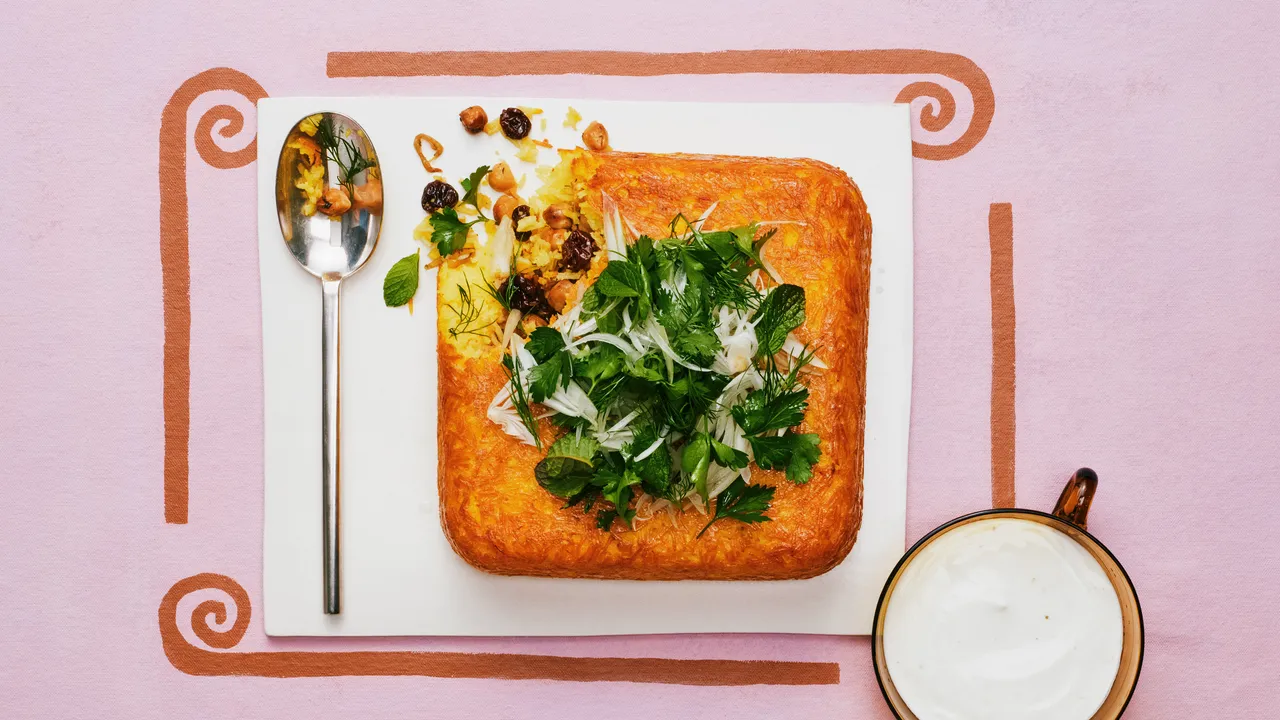 Tachin de pois chiches avec salade d'herbes
